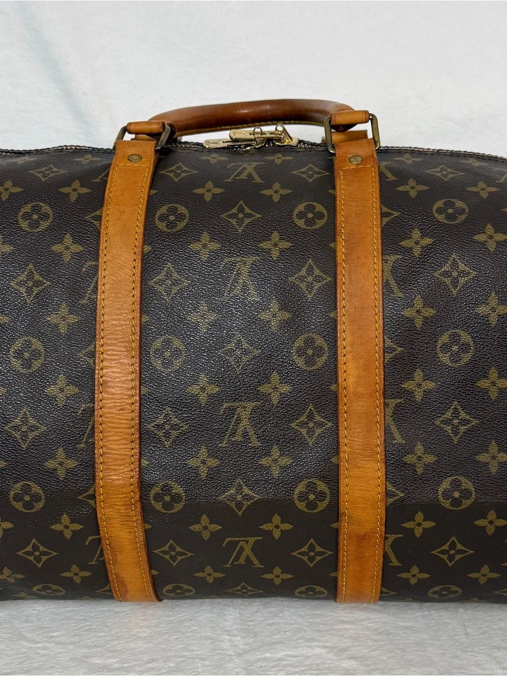 Louis Vuitton Monogram Canvas Bando Keepall 55 with Tan Trim